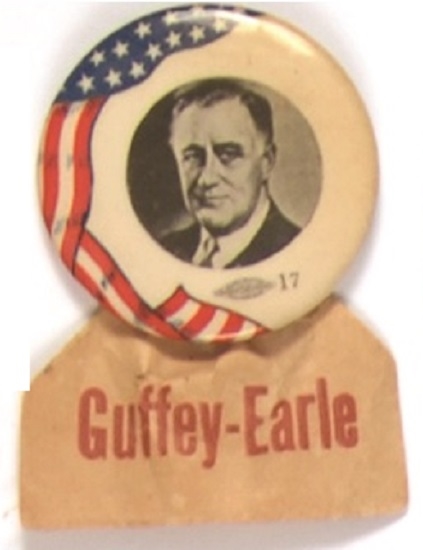 Franklin Roosevelt, Guffey-Earle Pennsylvania Pin