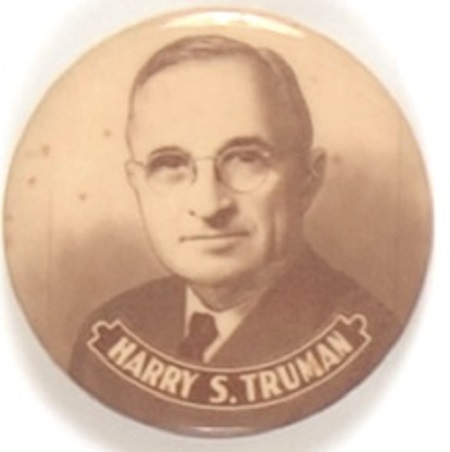 Harry Truman Brown, White Celluloid Picture Pin