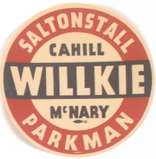 Willkie, Saltonstall and Others Massachusetts Rare Paper Sticker