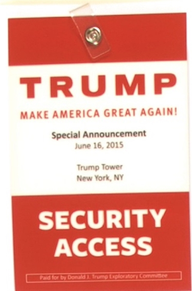 Trump Security Access Convention Badge