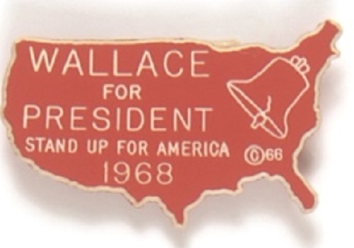 Wallace for President 1968 USA Map Pin