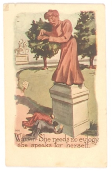 Woman Speaks for Herself Anti Suffrage Postcard