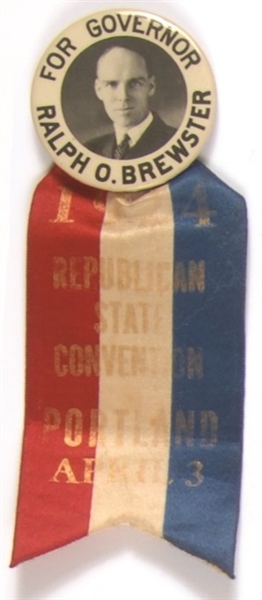 Brewster for Governor, Maine Pin and Ribbon