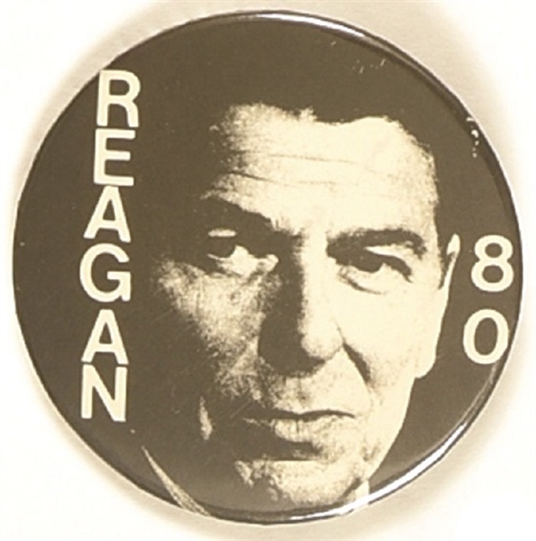 Reagan ’80 Black and White Picture Pin