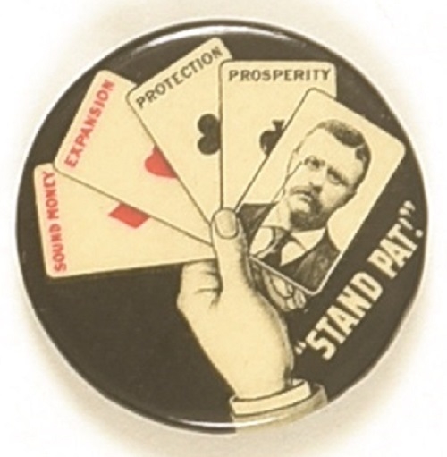 Roosevelt Stand Pat Four Aces Poker Hand Pin