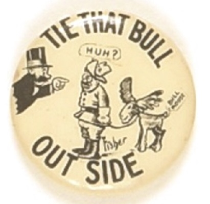 Roosevelt Tie that Bull Outside Comic Pin