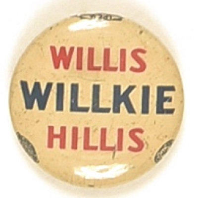 Willkie, Willis, Hillis Indiana Coattail