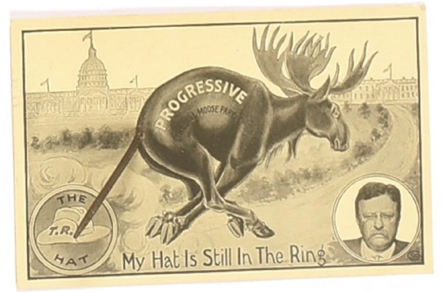 Roosevelt Bull Moose Hat in the Ring Postcard