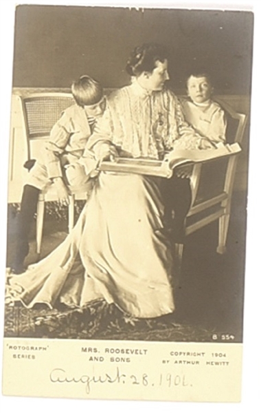 Mrs. Roosevelt and Sons Postcard