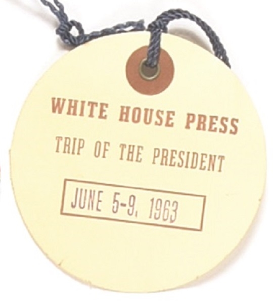 Kennedy Press Pass for 1963 Trip