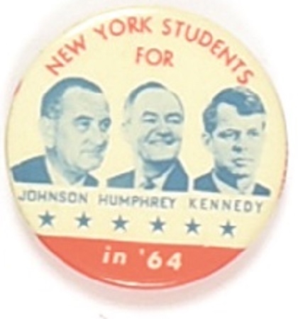 Johnson, Humphrey, Robert Kennedy New York Orange Coattail