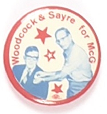 McGovern, Woodcock Labor Union Pin