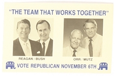 Reagan, Bush, Orr, Mutz Indiana Postcard