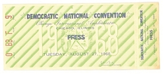 Democratic National Convention 1968 Press Ticket