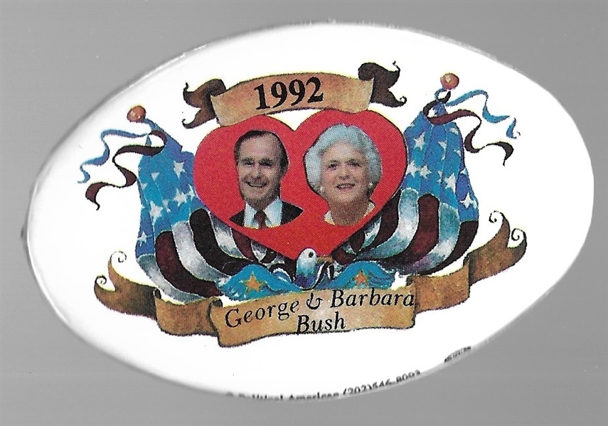 George, Barbara Bush 1992 Oval Pin