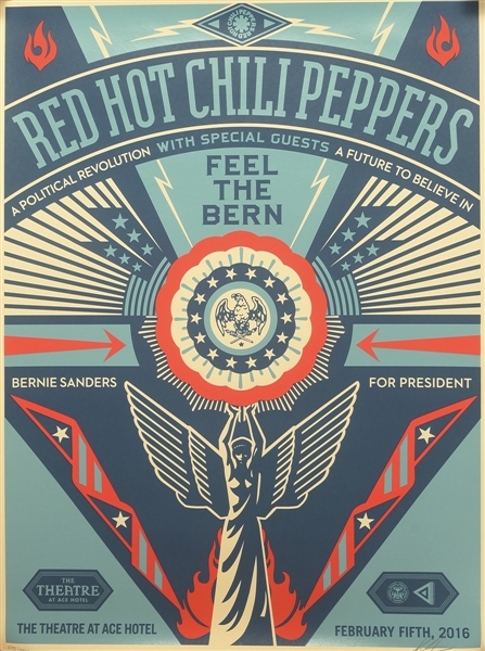Red Hot Chili Peppers for Bernie Sanders by Shepard Fairey