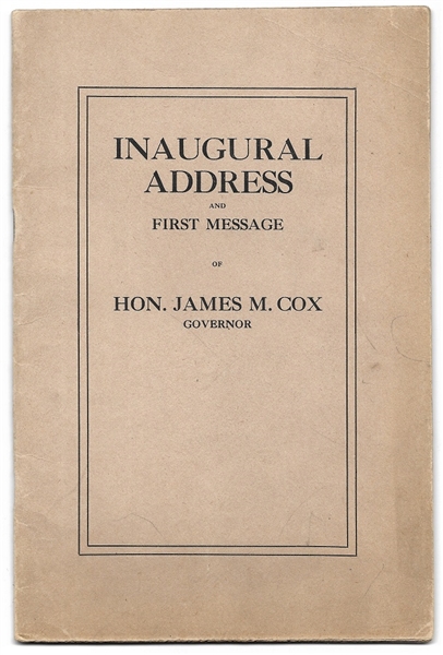 Gov. James Cox Inaugural Address