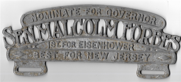 Eisenhower, Malcolm Forbes New Jersey License Attachment