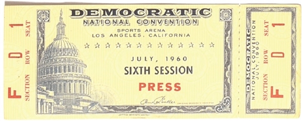 Kennedy 1960 Convention Press Ticket