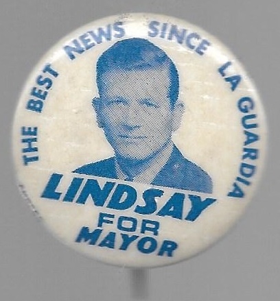 Lindsay Best News Since LaGuardia New York Mayor Pin 