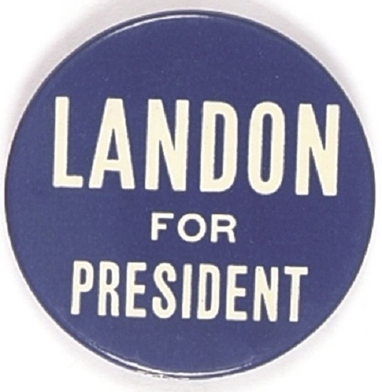 Landon for President Blue and White Celluloid