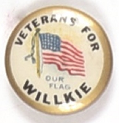 Veterans for Willkie Rare Flag Pin