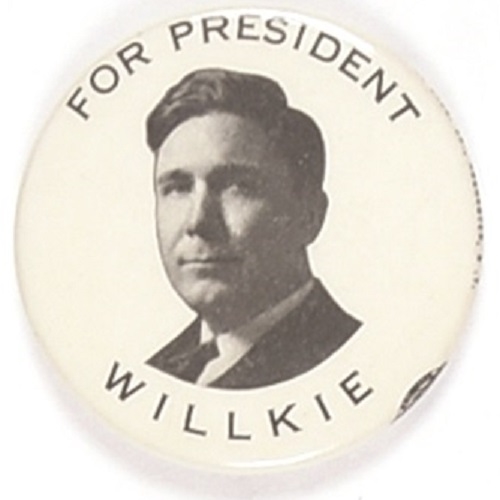Willkie for President Rare Black, White Celluloid
