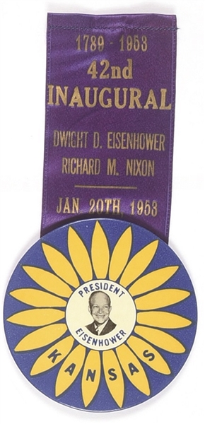President Eisenhower Kansas 1953 Inaugural Pin, Ribbon