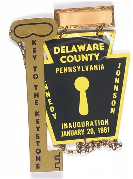 John F. Kennedy Inauguration Delaware County Badge and Key