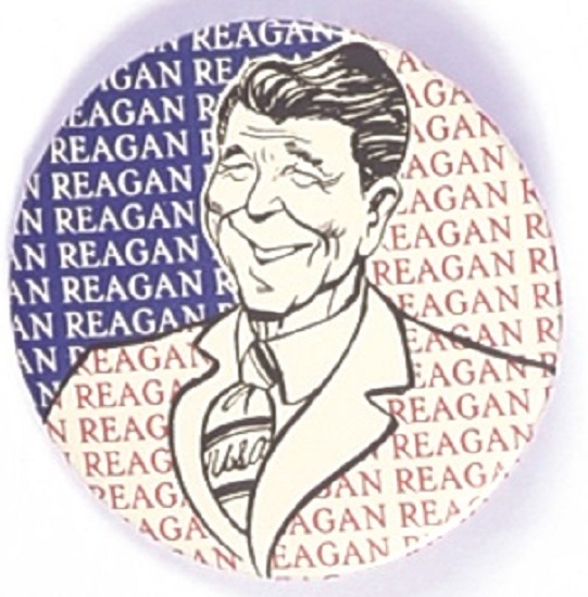 Reagan. Reagan. Reagan. Scarce Caricature Pin