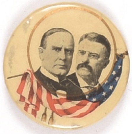 McKinley, Roosevelt Flag Celluloid