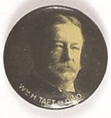 Taft Black, White Ohio Badge Celluloid