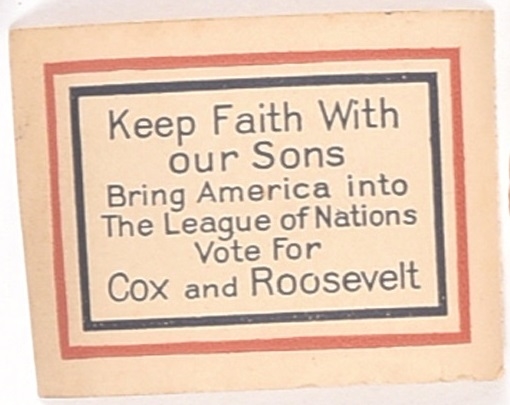 Cox, Roosevelt League of Nations Sticker