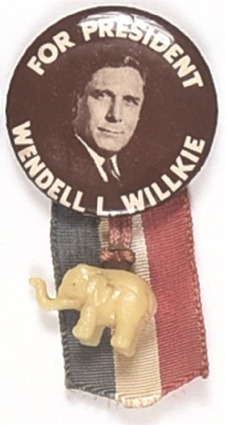 Willkie Brown Celluloid with Ribbons, Elephant