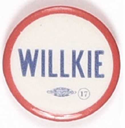 Willkie Red, White and Blue Celluloid