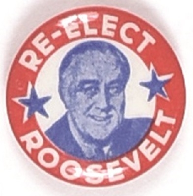 Re-Elect Roosevelt Two Stars Celluloid