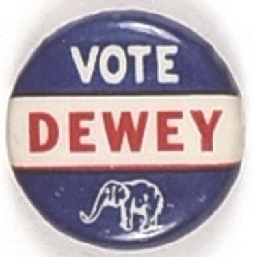 Vote Dewey Red, White, Blue Celluloid