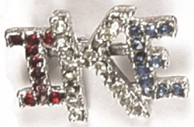 Ike Red, White, Blue Rhinestone Jewelry Pin