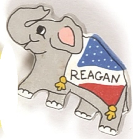 Reagan Rare Painted Wooden Elephant Pin