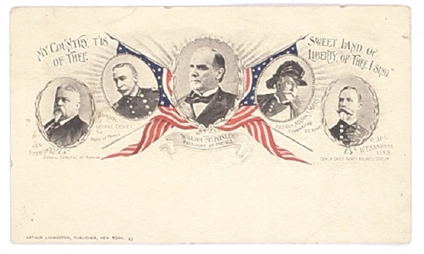 McKinley Spanish American War Heroes Postcard