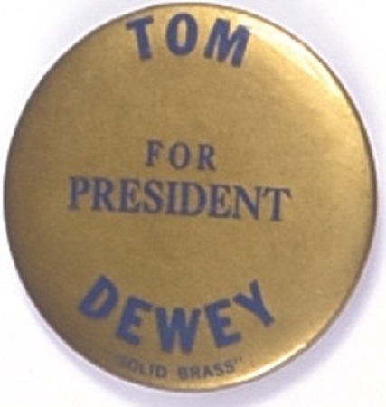Dewey for President Scarce Gold Celluloid