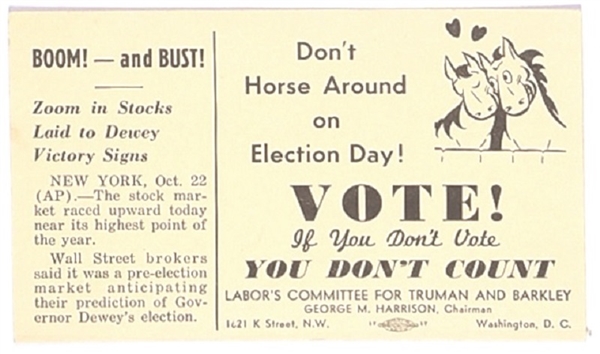 Truman Dont Horse Around Postcard