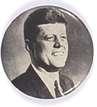 John F. Kennedy 1 3/4 Inch White, Black Celluloid