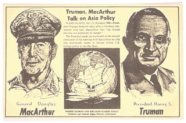Truman, MacArthur Meeting Postcard