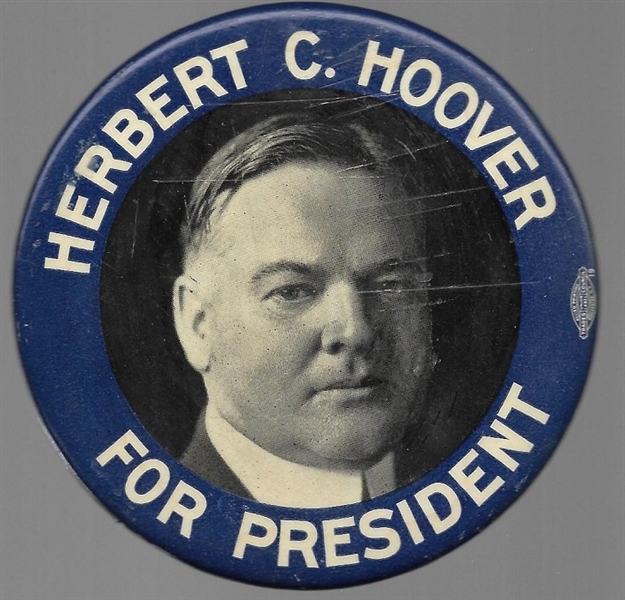 Scarce Large Hoover for President Pin