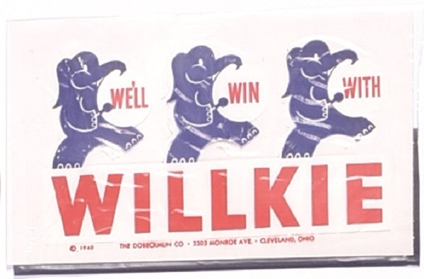 Well Win With Willkie Marching Elephants Decal