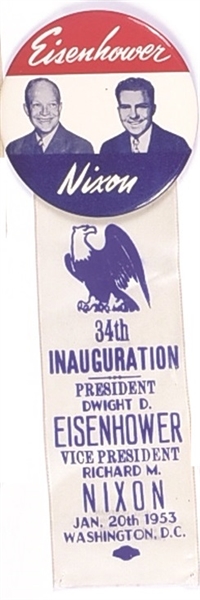 Eisenhower, Nixon Jugate with Inaugural Ribbon