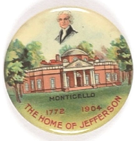 Monticello, Home of Jefferson Pinback