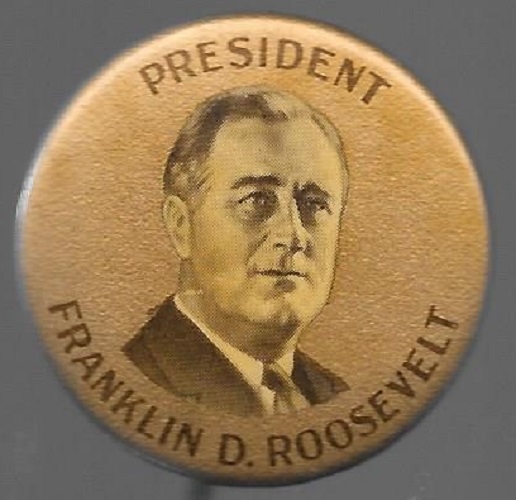 Franklin Roosevelt Gold Celluloid 
