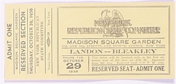 Landon Madison Square Garden Rally Ticket